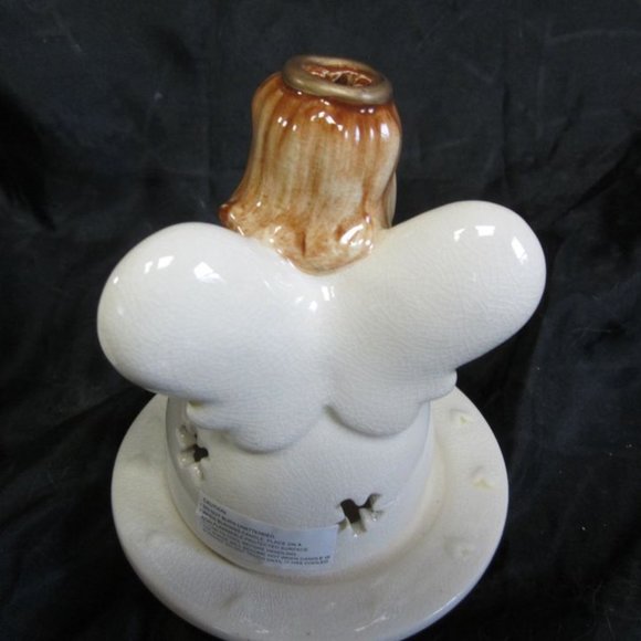 VINTAGE 90'S CERAMIC ANGEL TEALIGHTS W/PLATES, SET OF 2, CUTE COUNTRY - Picture 7 of 8